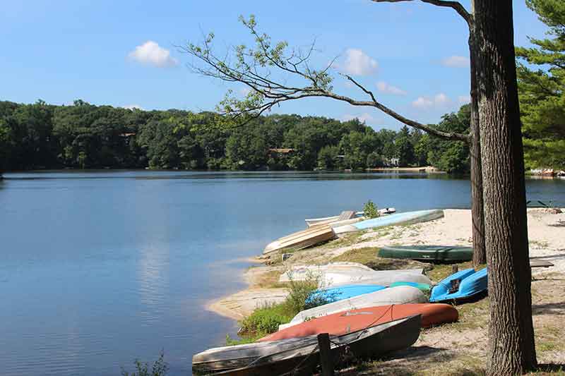 Lake Waubeeka boats on beach